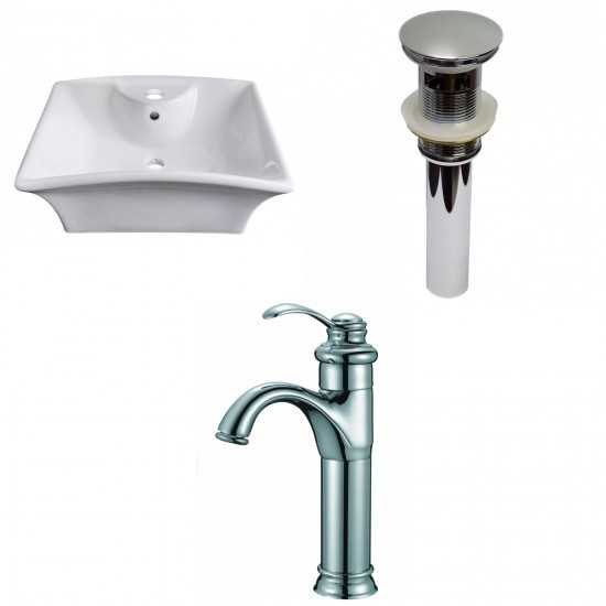 19.5-in. W Above Counter White Vessel Set For 1 Hole Center Faucet