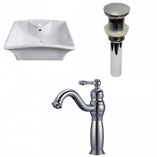 19.5-in. W Above Counter White Vessel Set For 1 Hole Center Faucet