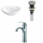 23-in. W Above Counter White Vessel Set For 1 Hole Center Faucet