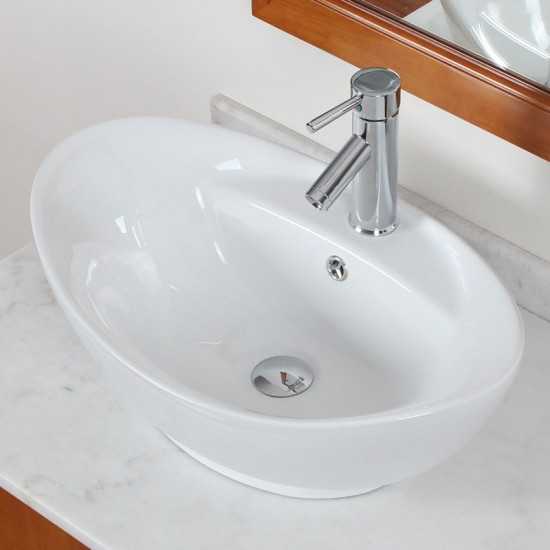 23-in. W Above Counter White Vessel Set For 1 Hole Center Faucet