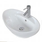 23-in. W Above Counter White Vessel Set For 1 Hole Center Faucet