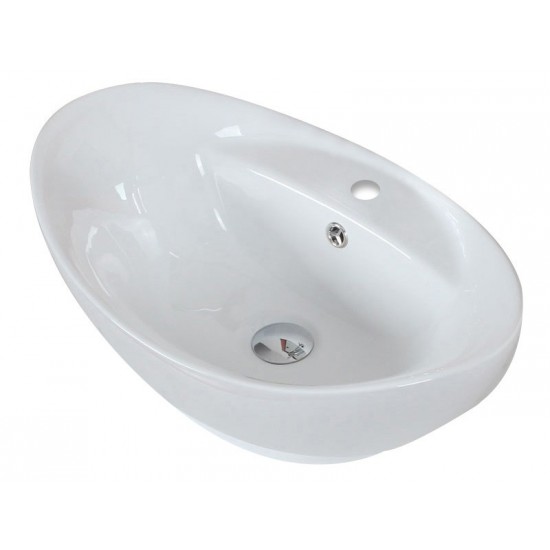 23-in. W Above Counter White Vessel Set For 1 Hole Center Faucet