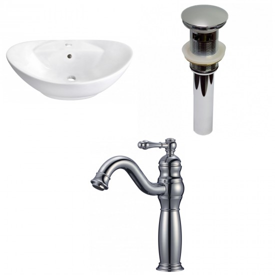 23-in. W Above Counter White Vessel Set For 1 Hole Center Faucet