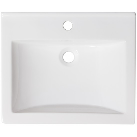 21.5-in. W 1 Hole Ceramic Top Set In White Color - Overflow Drain Incl.