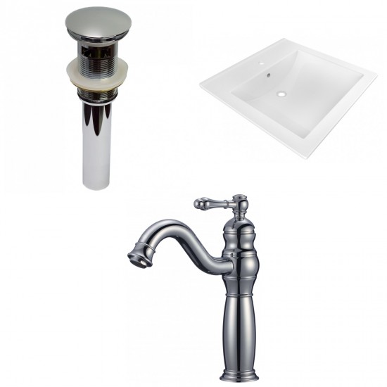 21.5-in. W 1 Hole Ceramic Top Set In White Color - Overflow Drain Incl.