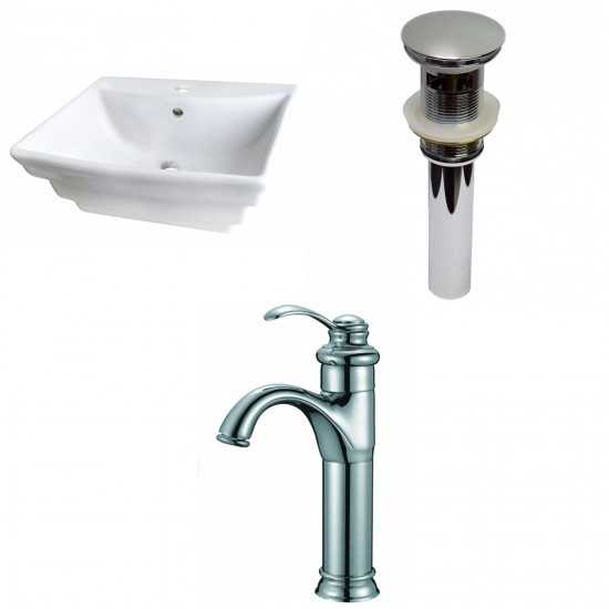 19.75-in. W Above Counter White Vessel Set For 1 Hole Center Faucet