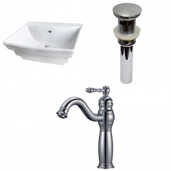 19.75-in. W Above Counter White Vessel Set For 1 Hole Center Faucet