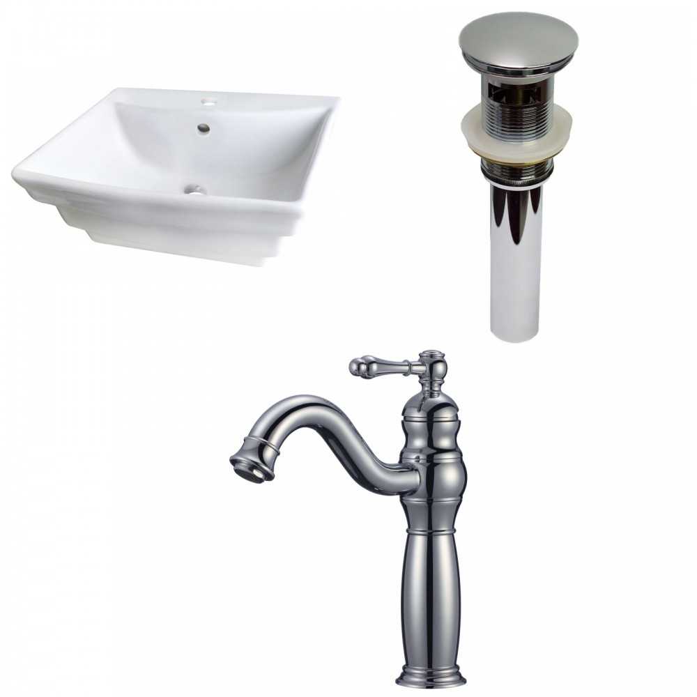 19.75-in. W Above Counter White Vessel Set For 1 Hole Center Faucet