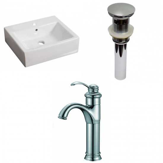 21-in. W Above Counter White Vessel Set For 1 Hole Center Faucet