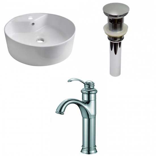 18.25-in. W Above Counter White Vessel Set For 1 Hole Center Faucet