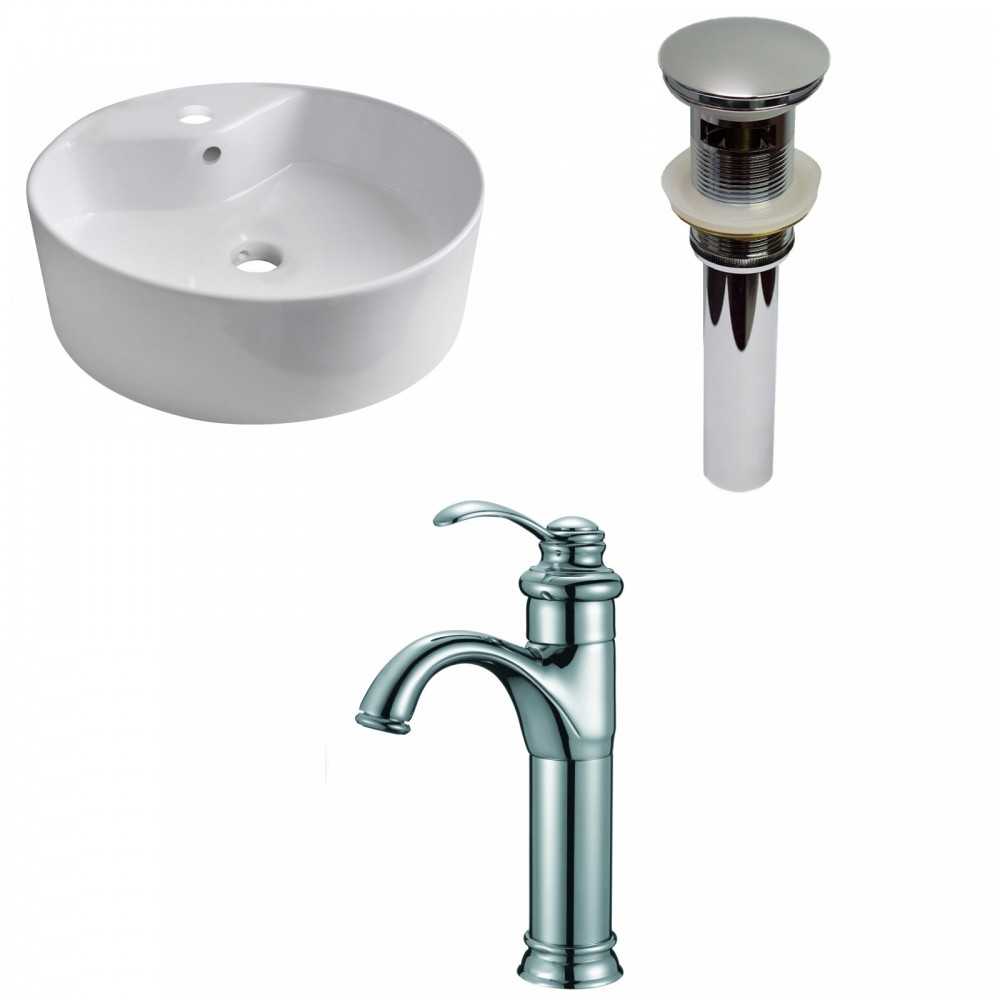 18.25-in. W Above Counter White Vessel Set For 1 Hole Center Faucet