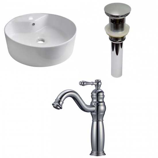 18.25-in. W Above Counter White Vessel Set For 1 Hole Center Faucet