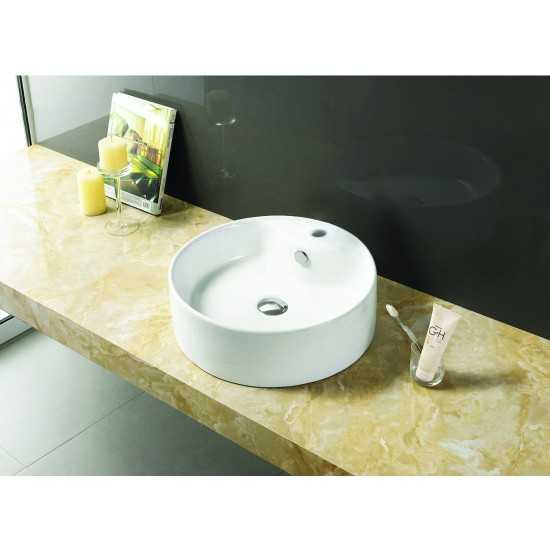18.25-in. W Above Counter White Vessel Set For 1 Hole Center Faucet