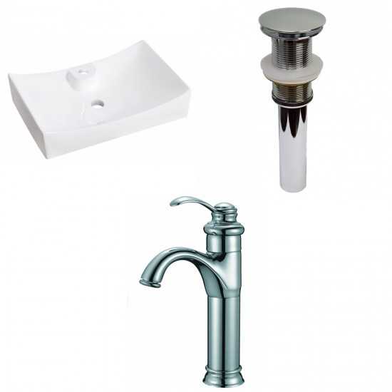 26-in. W Above Counter White Vessel Set For 1 Hole Center Faucet