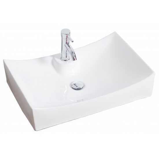 26-in. W Above Counter White Vessel Set For 1 Hole Center Faucet