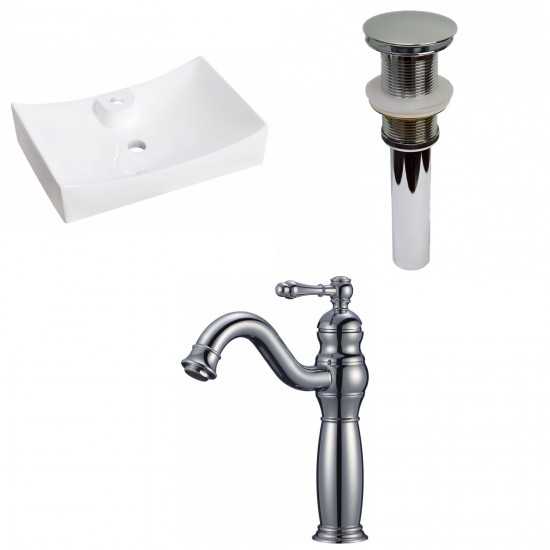 26-in. W Above Counter White Vessel Set For 1 Hole Center Faucet