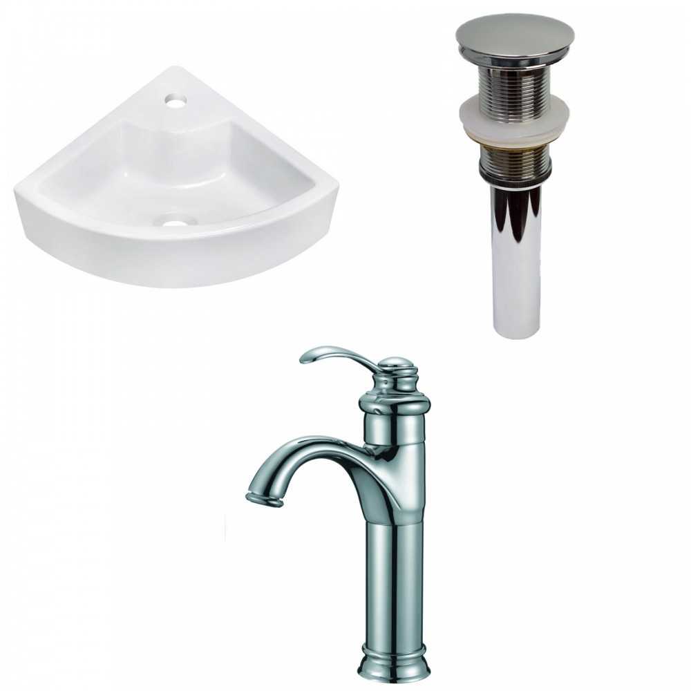 26.25-in. W Above Counter White Vessel Set For 1 Hole Center Faucet