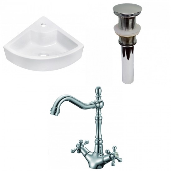 26.25-in. W Above Counter White Vessel Set For 1 Hole Center Faucet