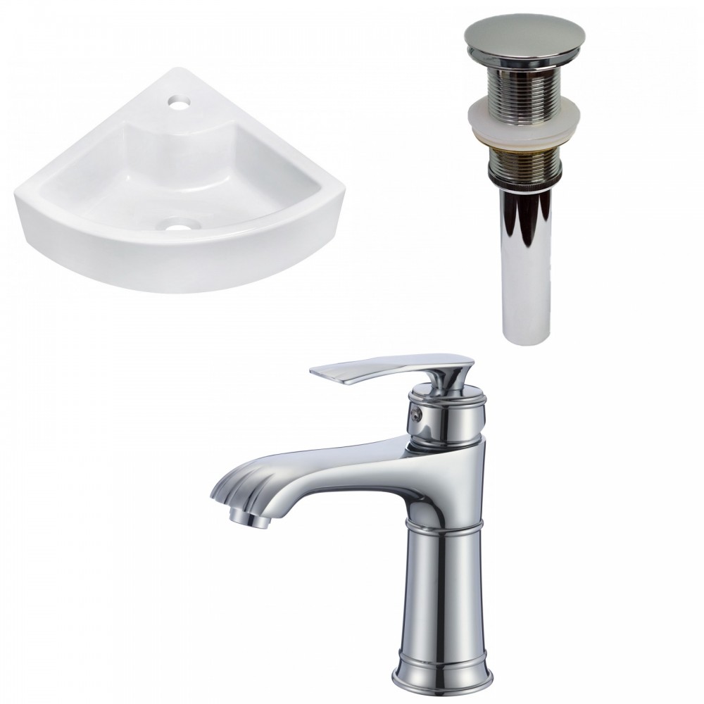 26.25-in. W Above Counter White Vessel Set For 1 Hole Center Faucet