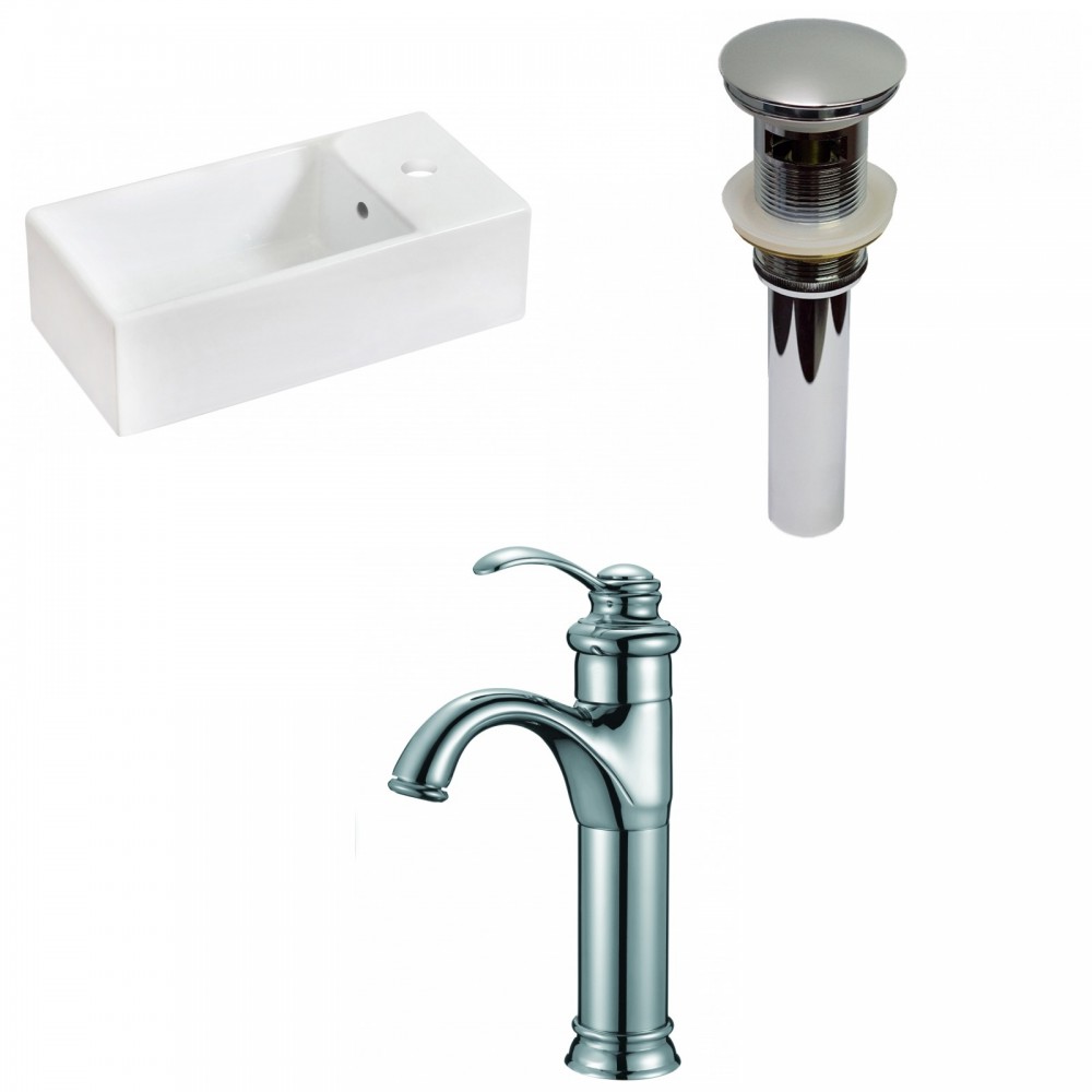 19.25-in. W Above Counter White Vessel Set For 1 Hole Right Faucet