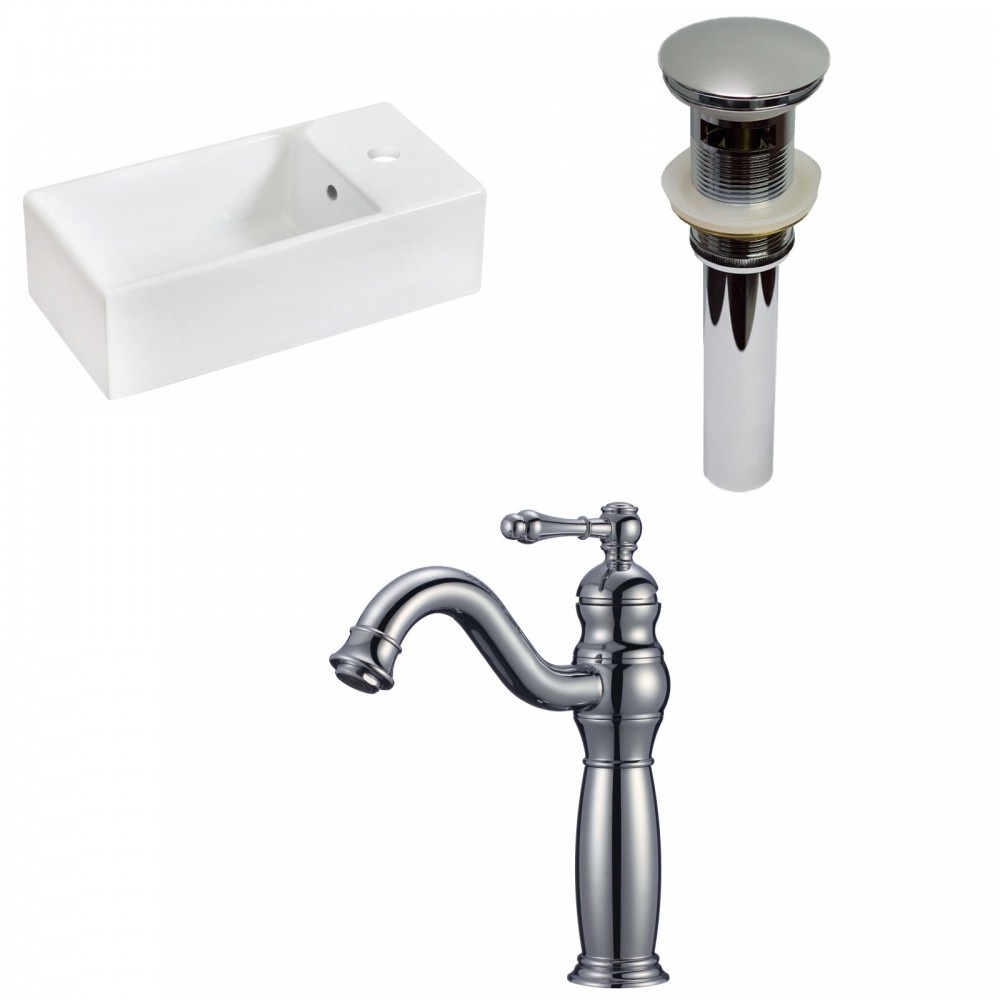 19.25-in. W Above Counter White Vessel Set For 1 Hole Right Faucet