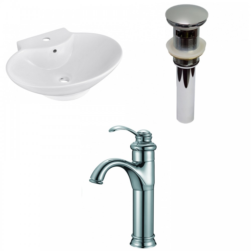 22.75-in. W Above Counter White Vessel Set For 1 Hole Center Faucet