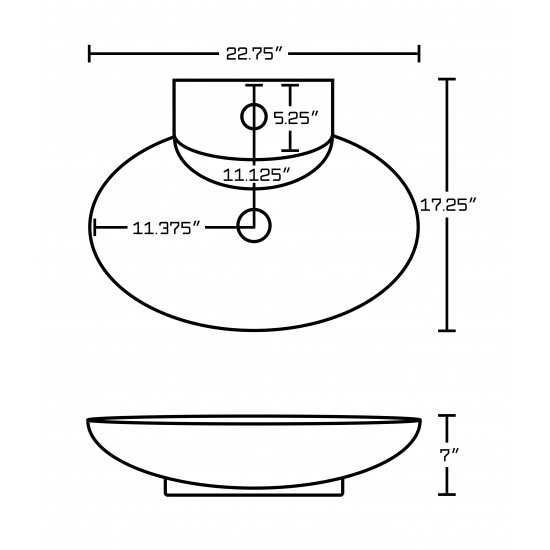 22.75-in. W Above Counter White Vessel Set For 1 Hole Center Faucet