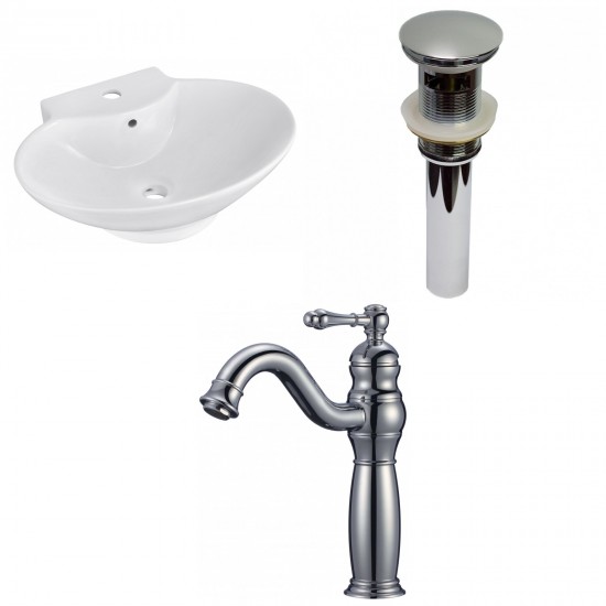 22.75-in. W Above Counter White Vessel Set For 1 Hole Center Faucet