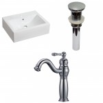 20.25-in. W Above Counter White Vessel Set For 1 Hole Center Faucet