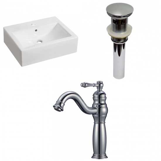 20.25-in. W Above Counter White Vessel Set For 1 Hole Center Faucet