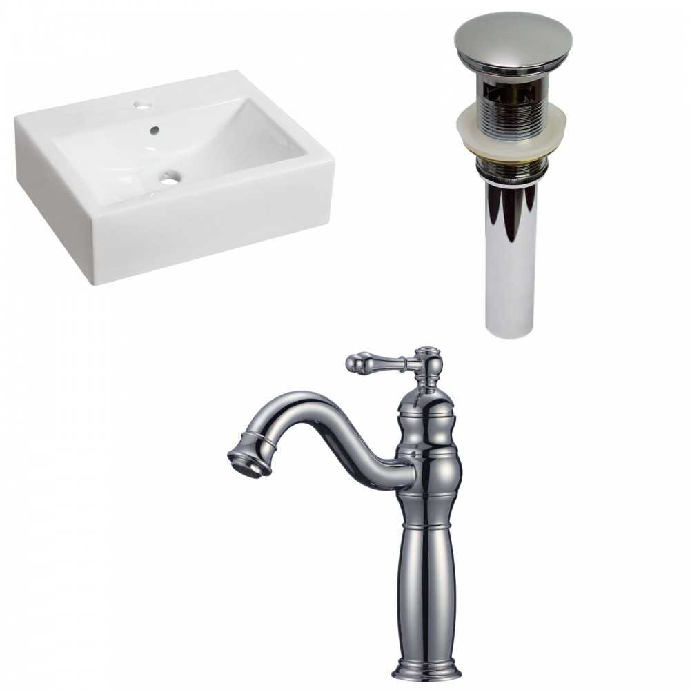 20.25-in. W Above Counter White Vessel Set For 1 Hole Center Faucet