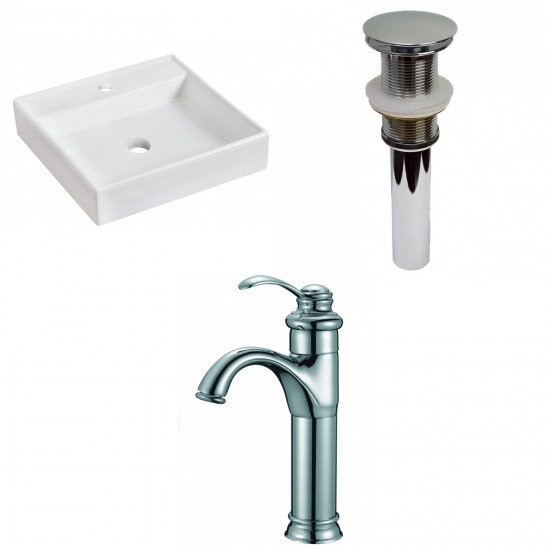 17.5-in. W Above Counter White Vessel Set For 1 Hole Center Faucet