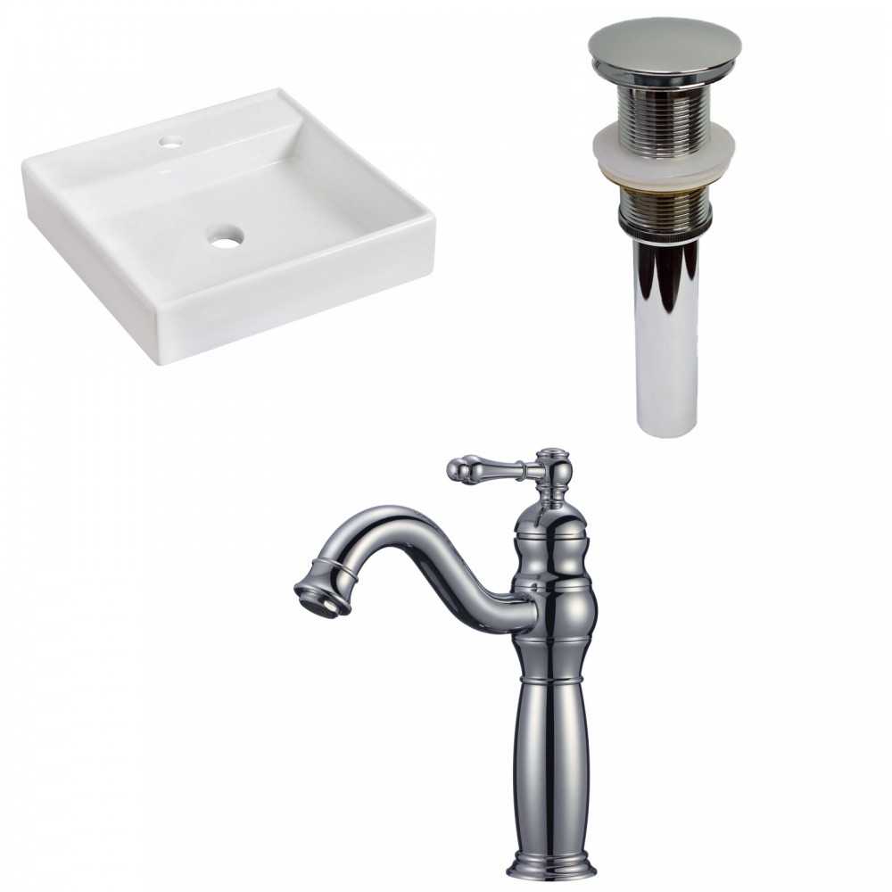 17.5-in. W Above Counter White Vessel Set For 1 Hole Center Faucet