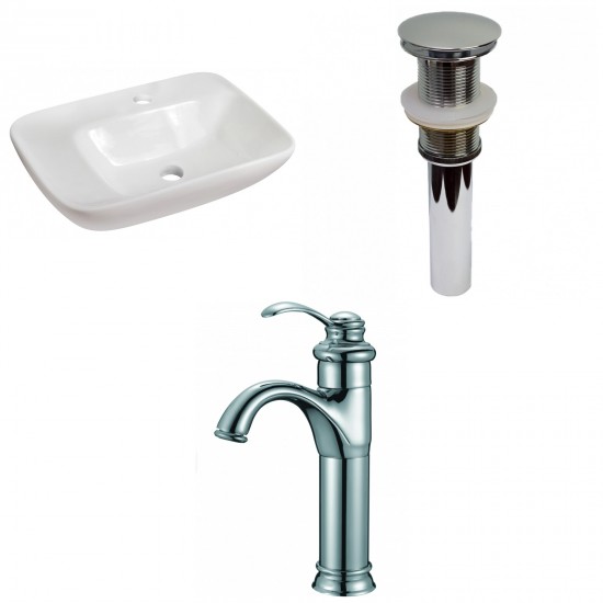 23.5-in. W Above Counter White Vessel Set For 1 Hole Center Faucet