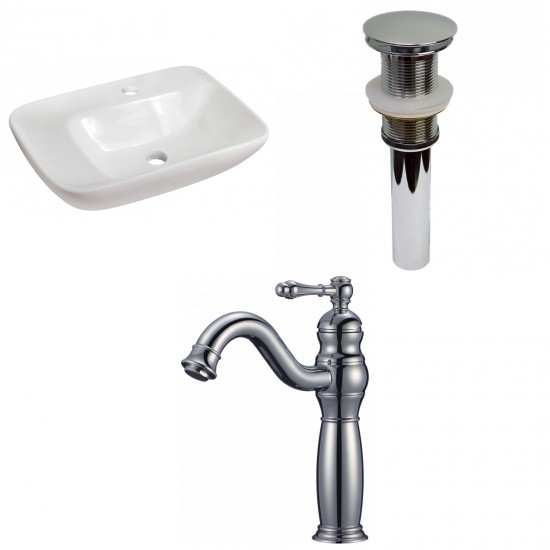 23.5-in. W Above Counter White Vessel Set For 1 Hole Center Faucet