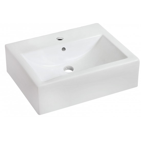 20.25-in. W Wall Mount White Vessel Set For 1 Hole Center Faucet