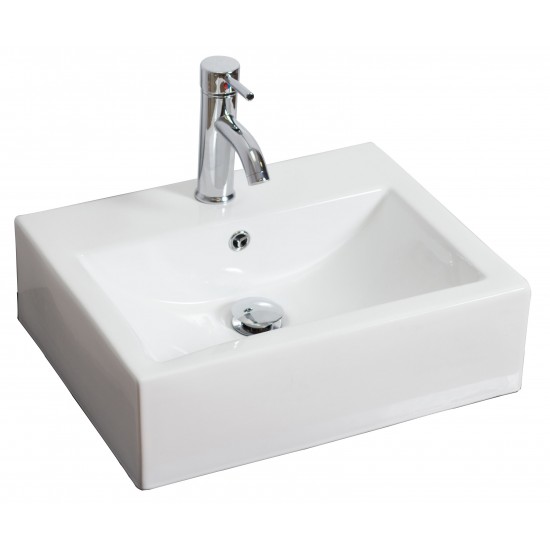 20.25-in. W Wall Mount White Vessel Set For 1 Hole Center Faucet