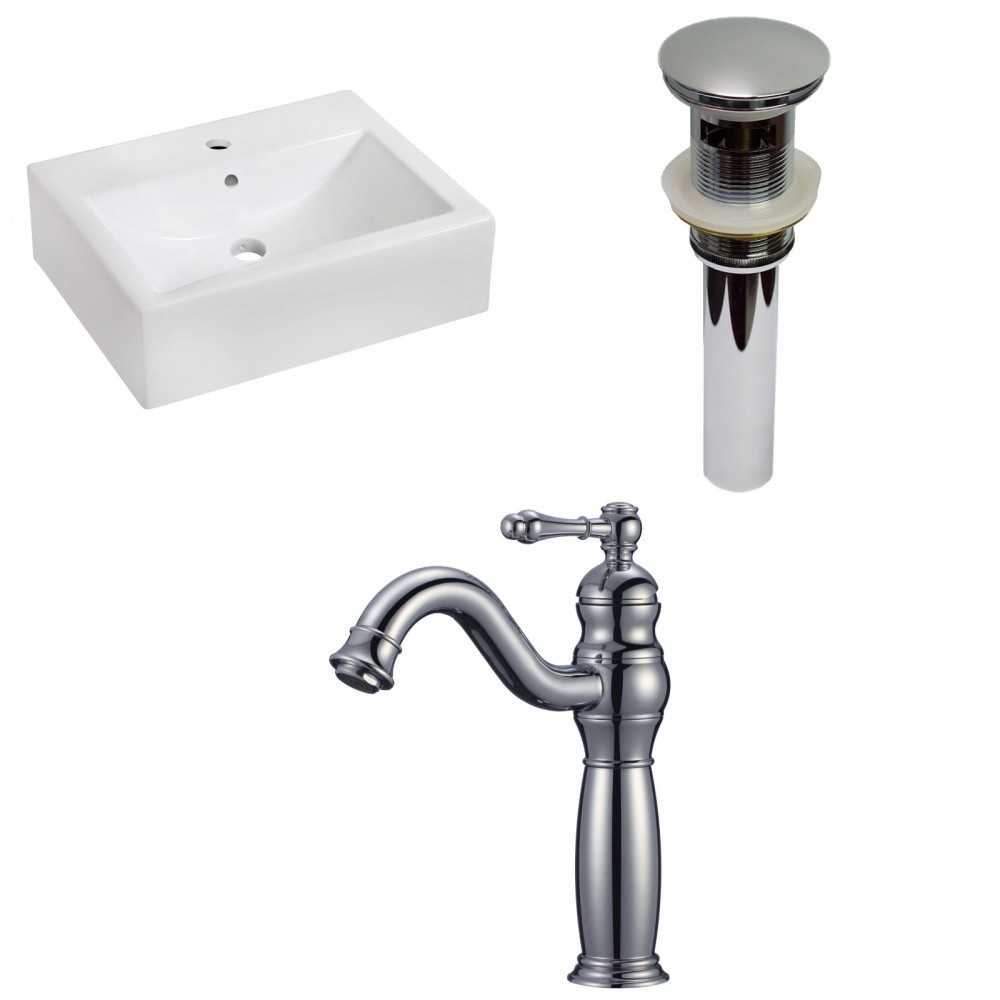 20.25-in. W Wall Mount White Vessel Set For 1 Hole Center Faucet