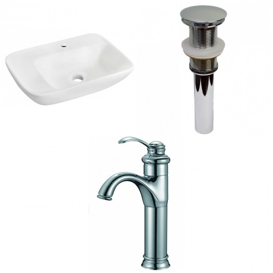 23.5-in. W Wall Mount White Vessel Set For 1 Hole Center Faucet