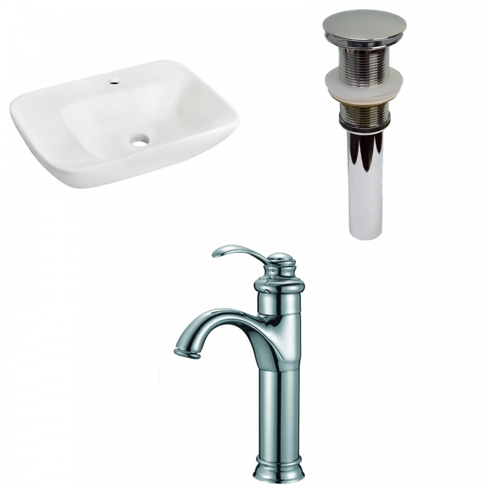 23.5-in. W Wall Mount White Vessel Set For 1 Hole Center Faucet