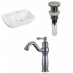 23.5-in. W Wall Mount White Vessel Set For 1 Hole Center Faucet