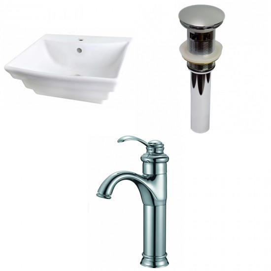 19.75-in. W Wall Mount White Vessel Set For 1 Hole Center Faucet