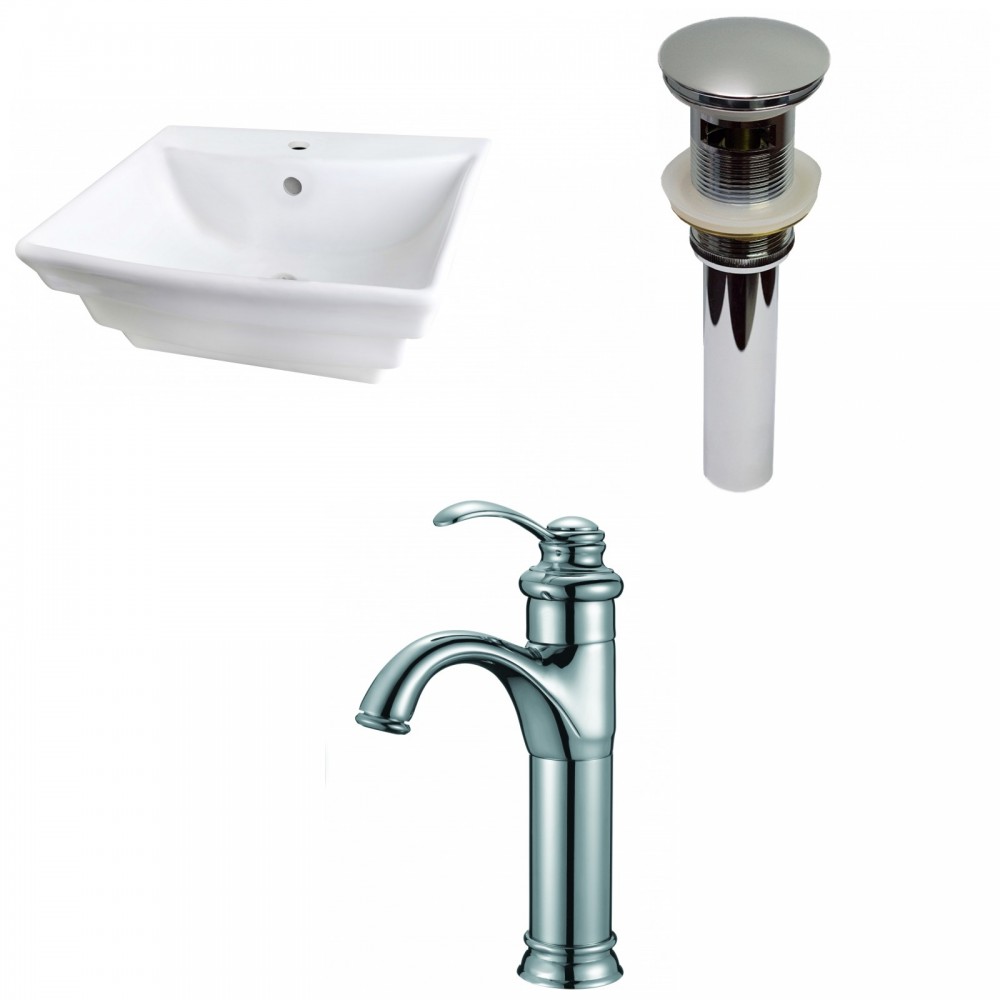19.75-in. W Wall Mount White Vessel Set For 1 Hole Center Faucet