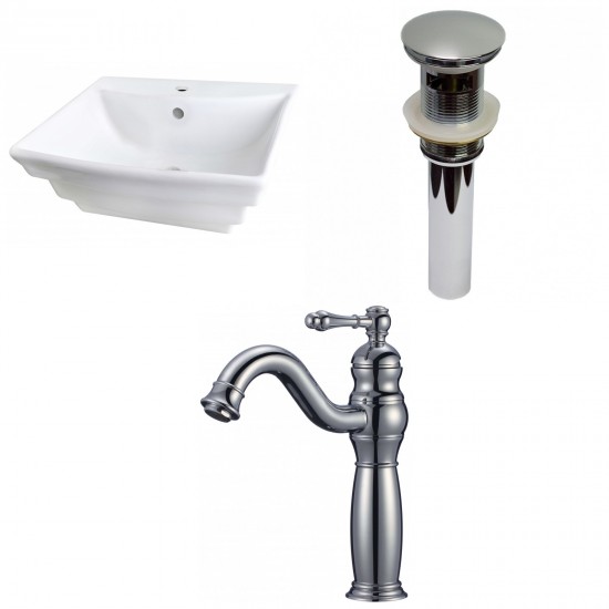 19.75-in. W Wall Mount White Vessel Set For 1 Hole Center Faucet