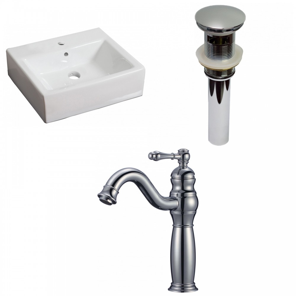 21-in. W Wall Mount White Vessel Set For 1 Hole Center Faucet