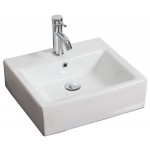 21-in. W Wall Mount White Vessel Set For 1 Hole Center Faucet