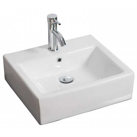 21-in. W Wall Mount White Vessel Set For 1 Hole Center Faucet