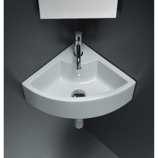 26.25-in. W Wall Mount White Vessel Set For 1 Hole Center Faucet