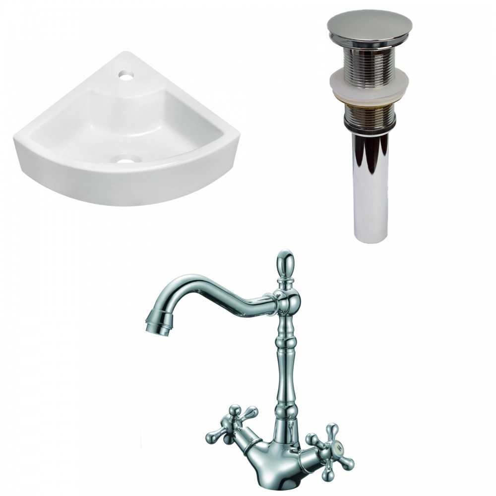 26.25-in. W Wall Mount White Vessel Set For 1 Hole Center Faucet