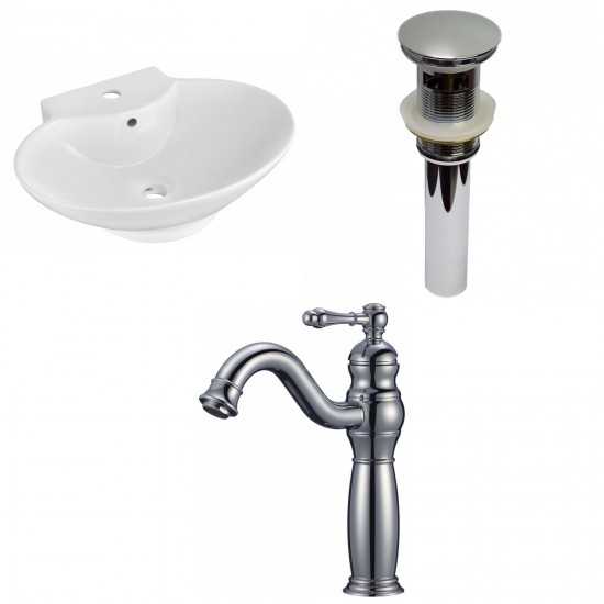 22.75-in. W Wall Mount White Vessel Set For 1 Hole Center Faucet